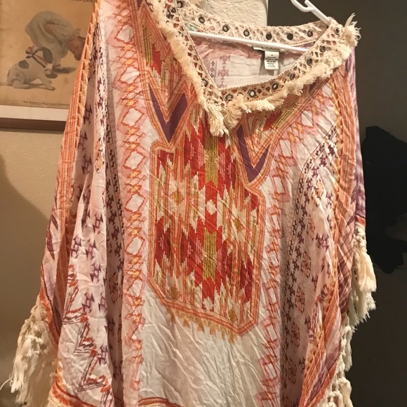 Poncho fringe boho chic top - Picture 6 of 6